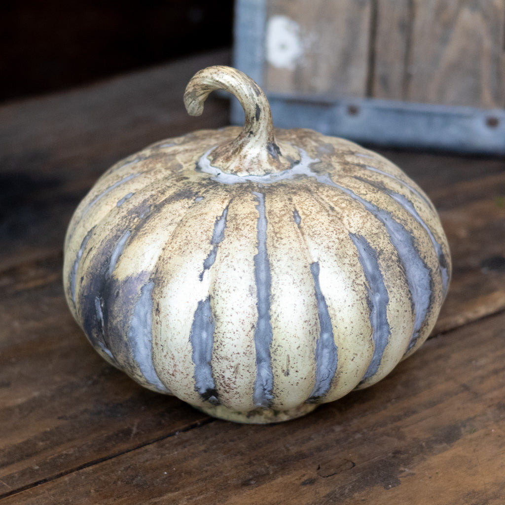 Matte Antiqued Gold Mercury Glass Pumpkin Large