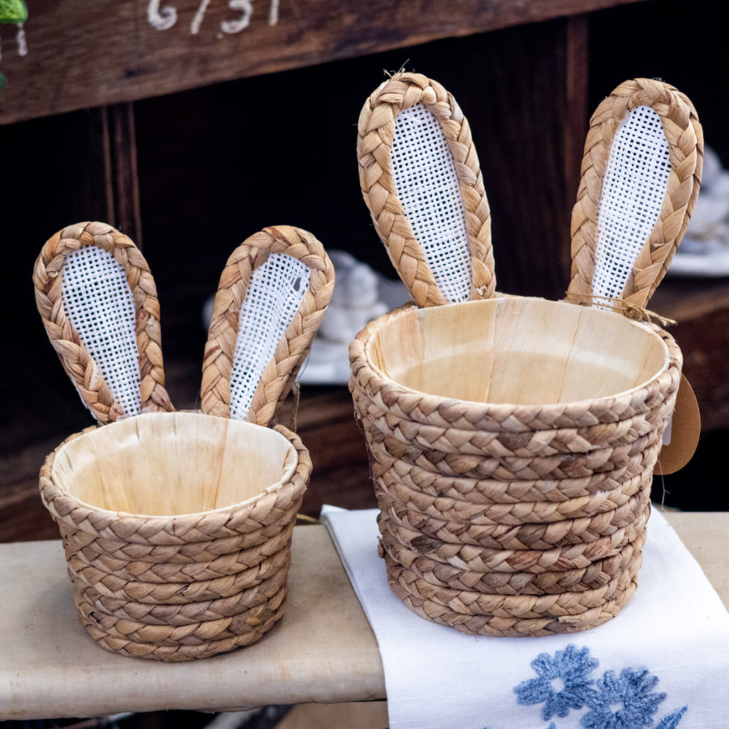 Tall Natural Basketweave Bunny Ear Basket