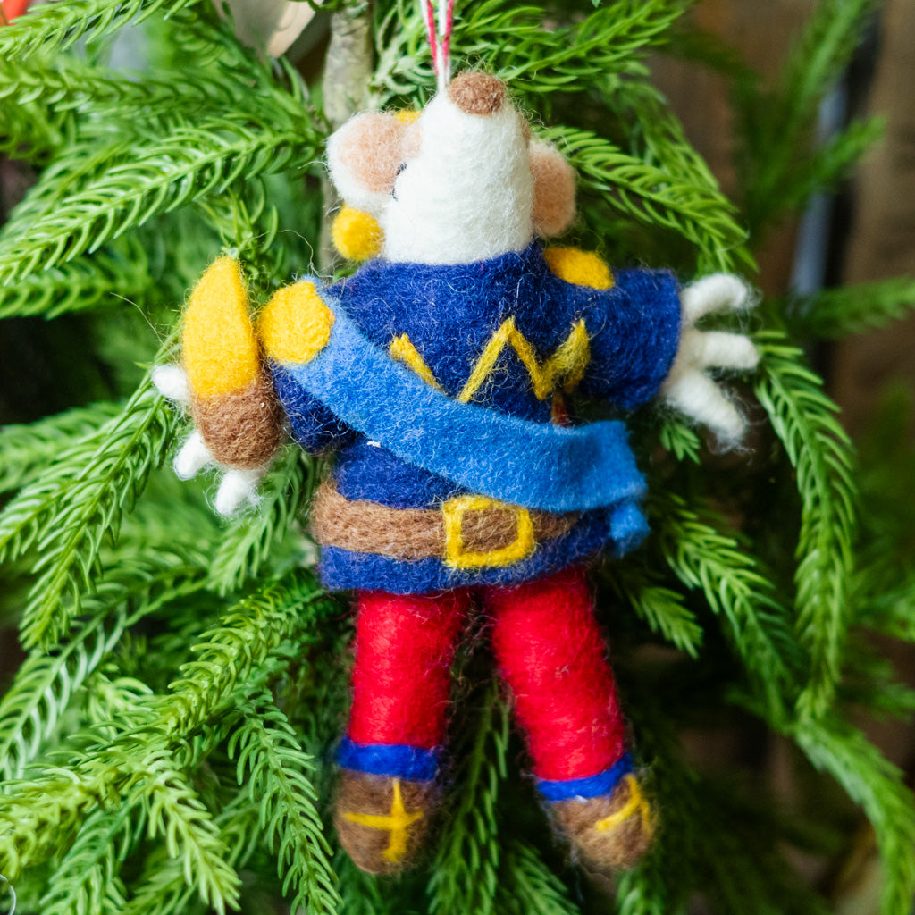 Felt Regal Mouse Blue Jacket Ornament