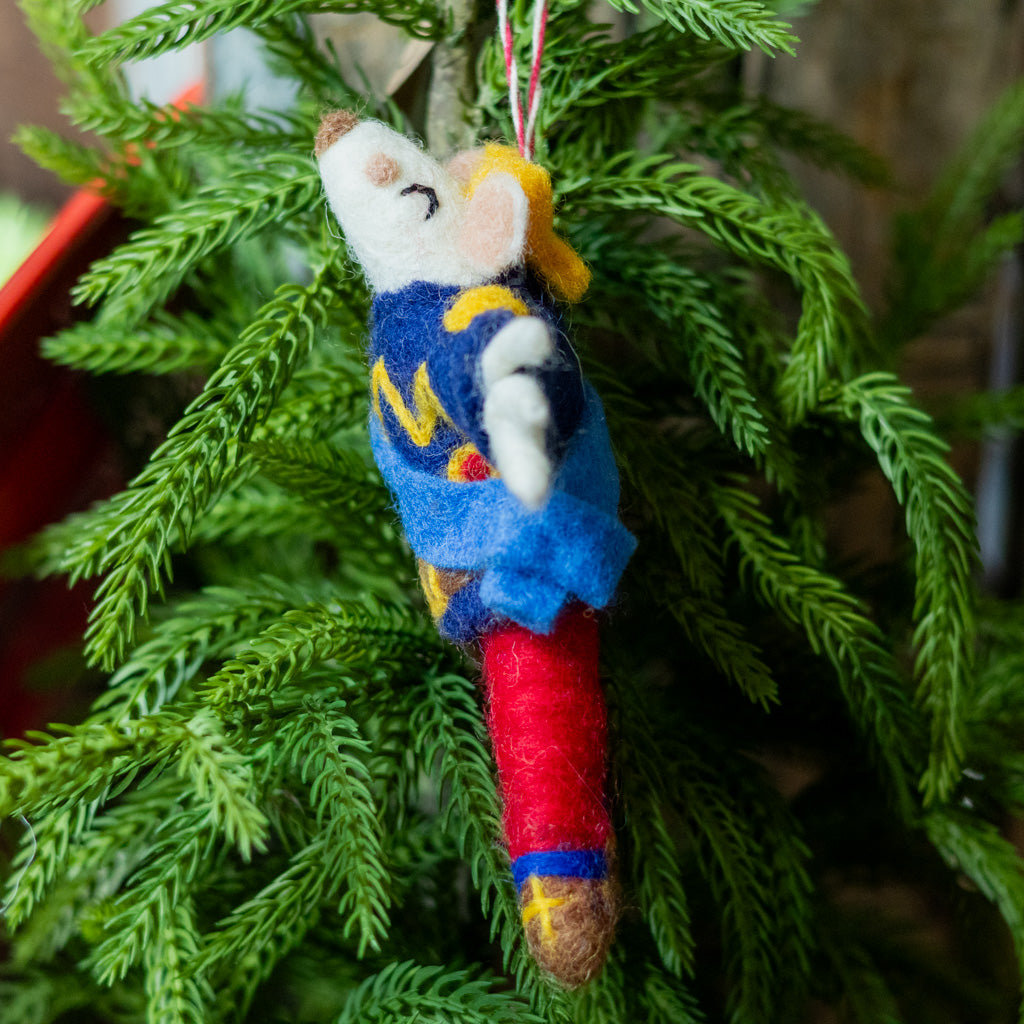 Felt Regal Mouse Blue Jacket Ornament
