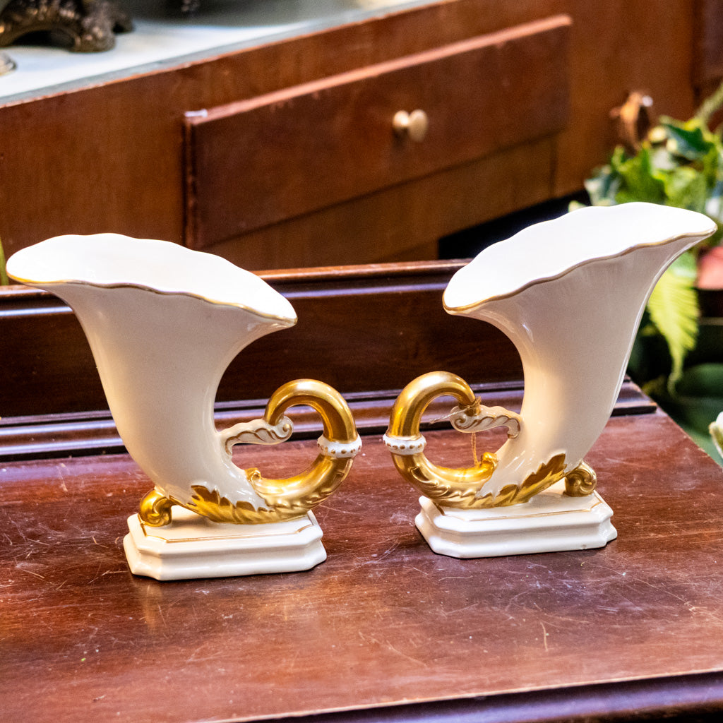Crownford Porcelain Cornucopia Set of Two