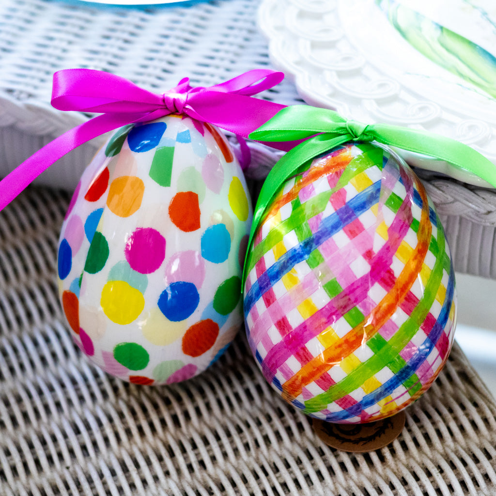 Plaid Sweet Weave Egg Ornament