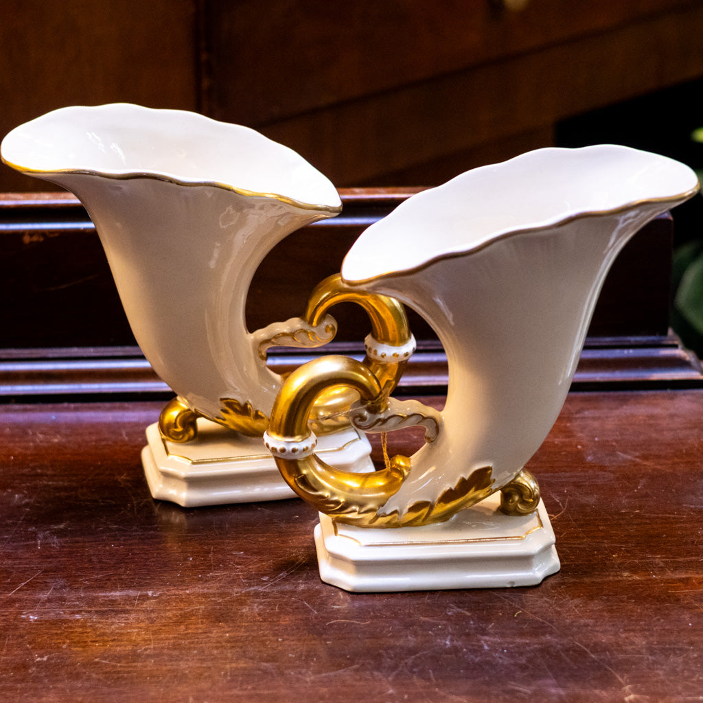 Crownford Porcelain Cornucopia Set of Two