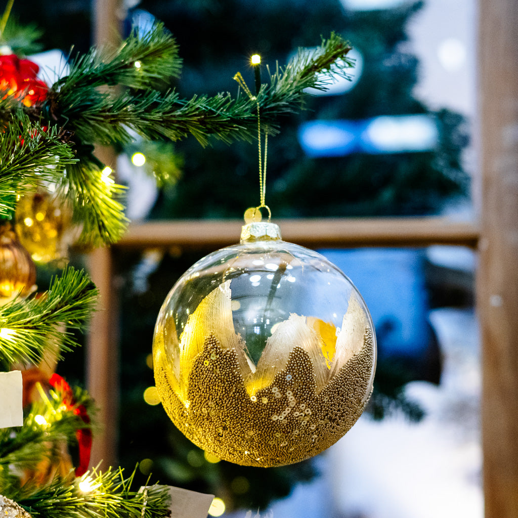 Gold Leaf Glass Bead Ball Ornament