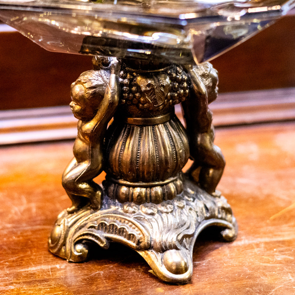 Victorian Glass and Brass Cherub Pedestal