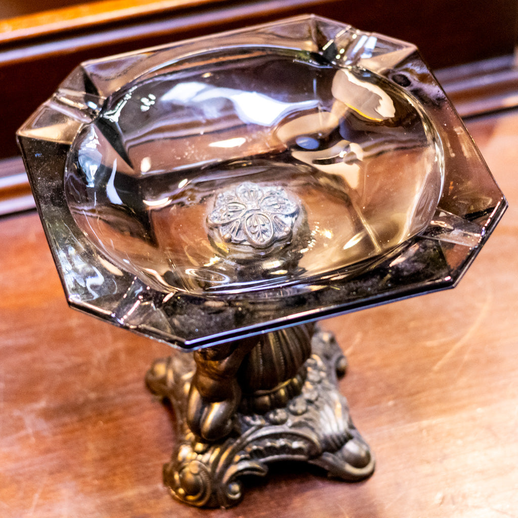 Victorian Glass and Brass Cherub Pedestal