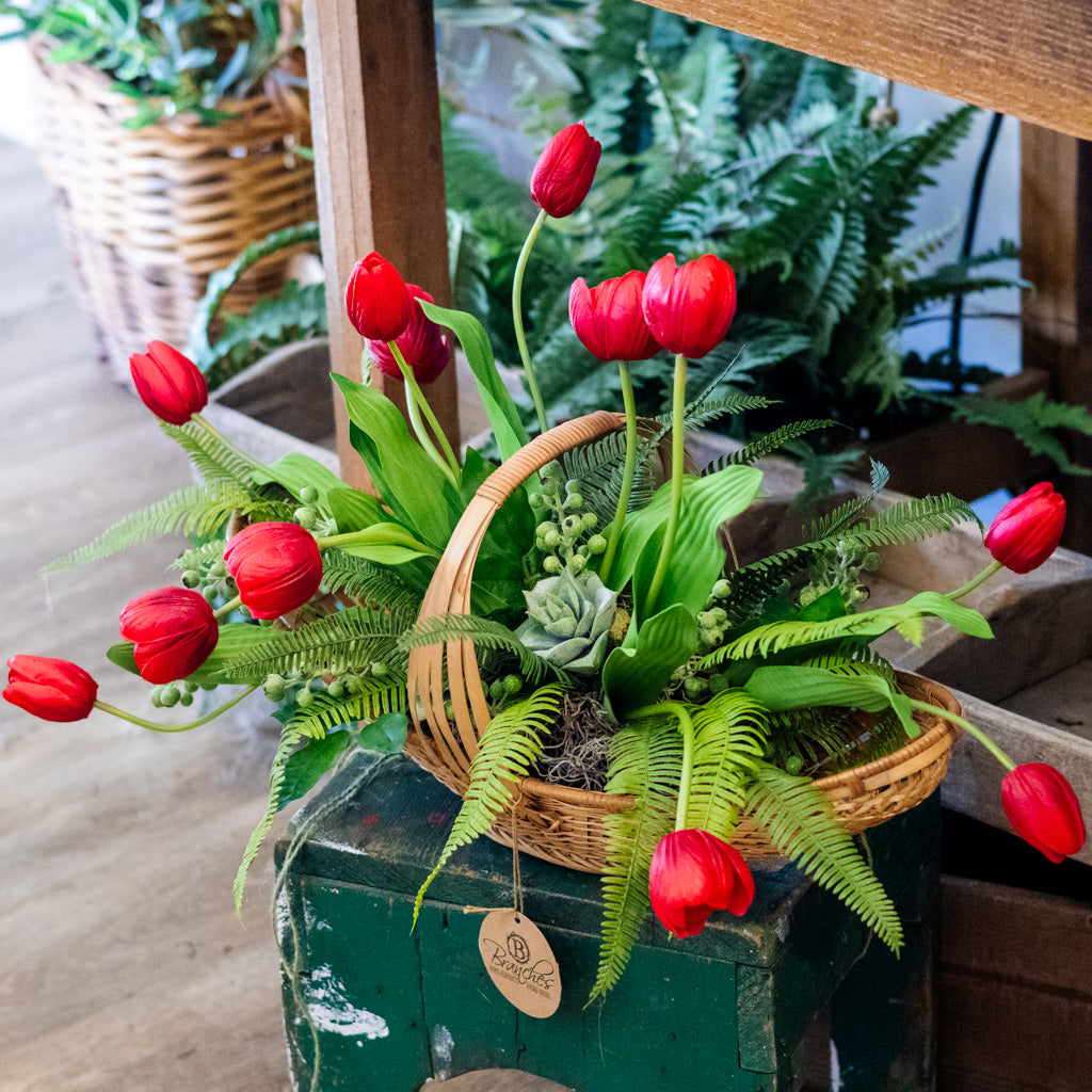 Tipsy Tulip Red Elongated Centerpiece