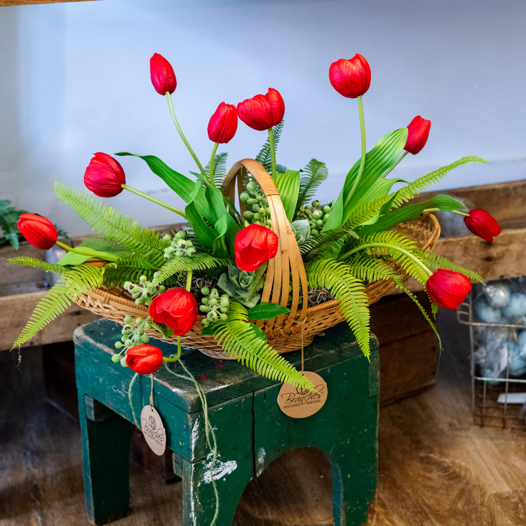 Tipsy Tulip Red Elongated Centerpiece