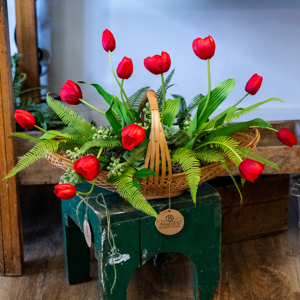 Tipsy Tulip Red Elongated Centerpiece
