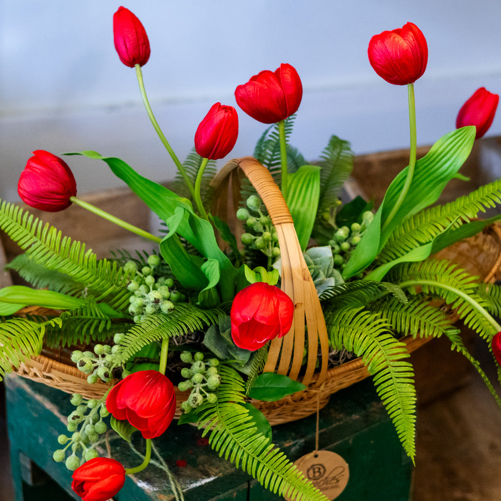 Tipsy Tulip Red Elongated Centerpiece