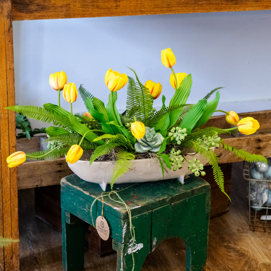 Tipsy Tulip Yellow Elongated Centerpiece