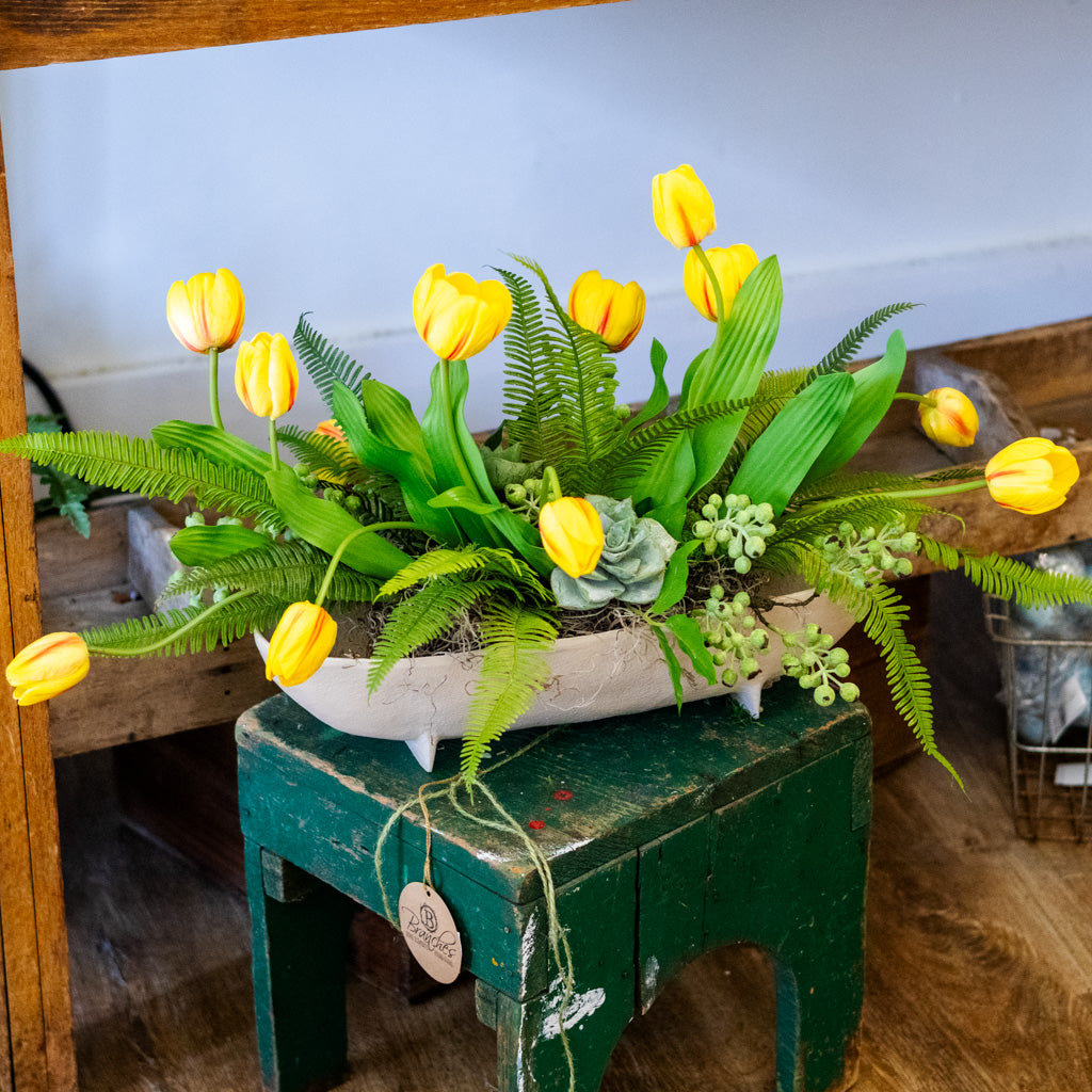 Tipsy Tulip Yellow Elongated Centerpiece
