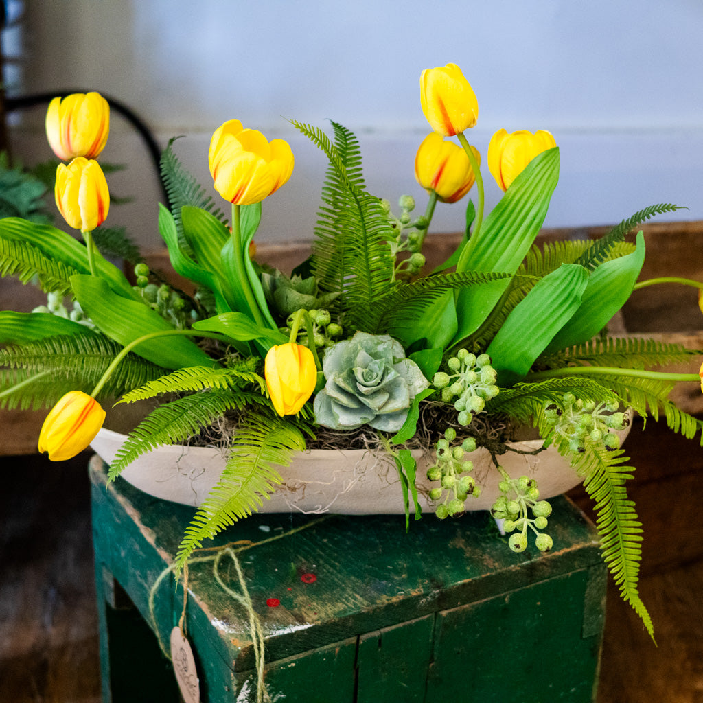 Tipsy Tulip Yellow Elongated Centerpiece
