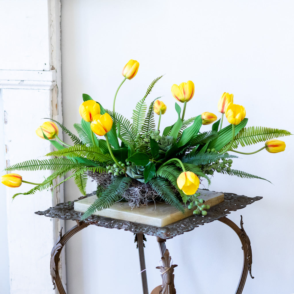 Tipsy Tulip Yellow Centerpiece