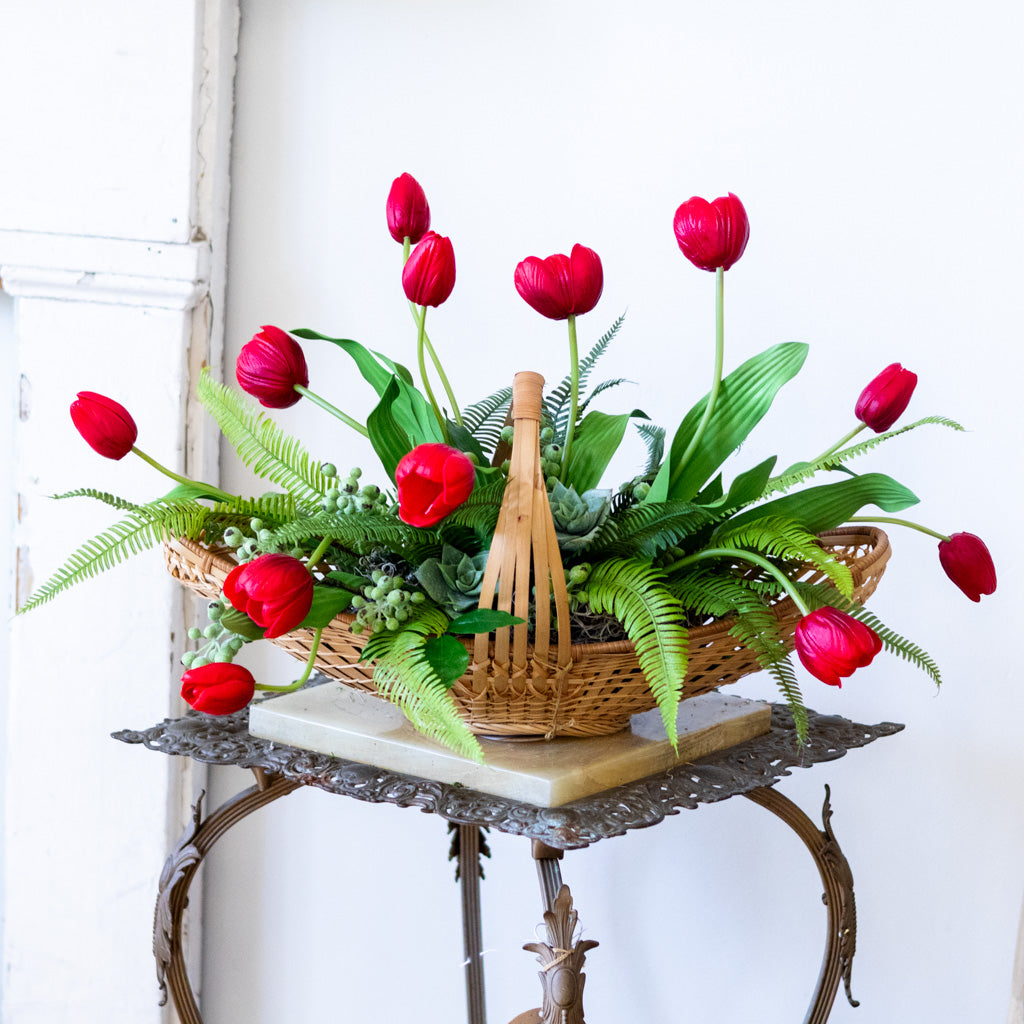 Tipsy Tulip Red Elongated Centerpiece