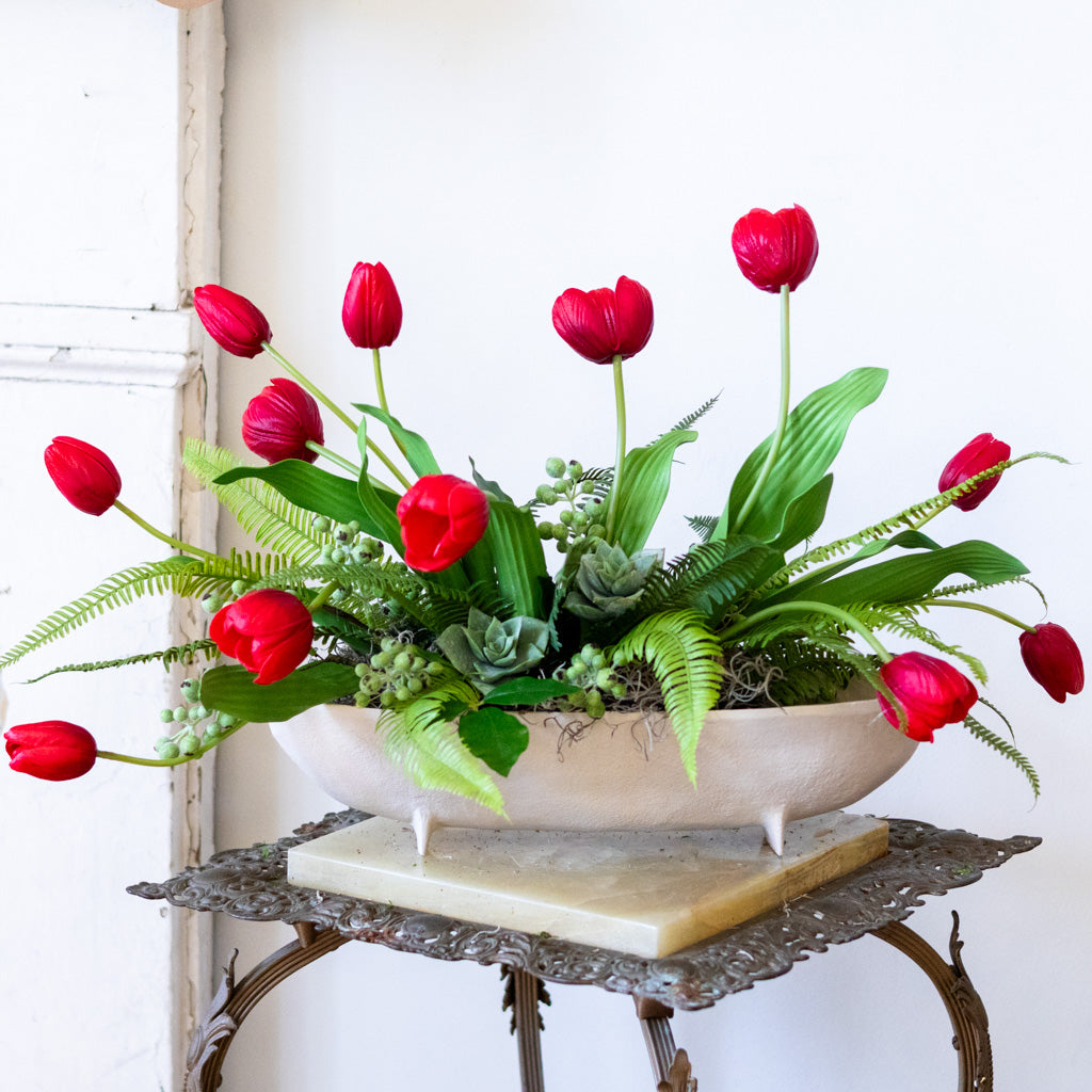 Tipsy Tulip Red Elongated Centerpiece
