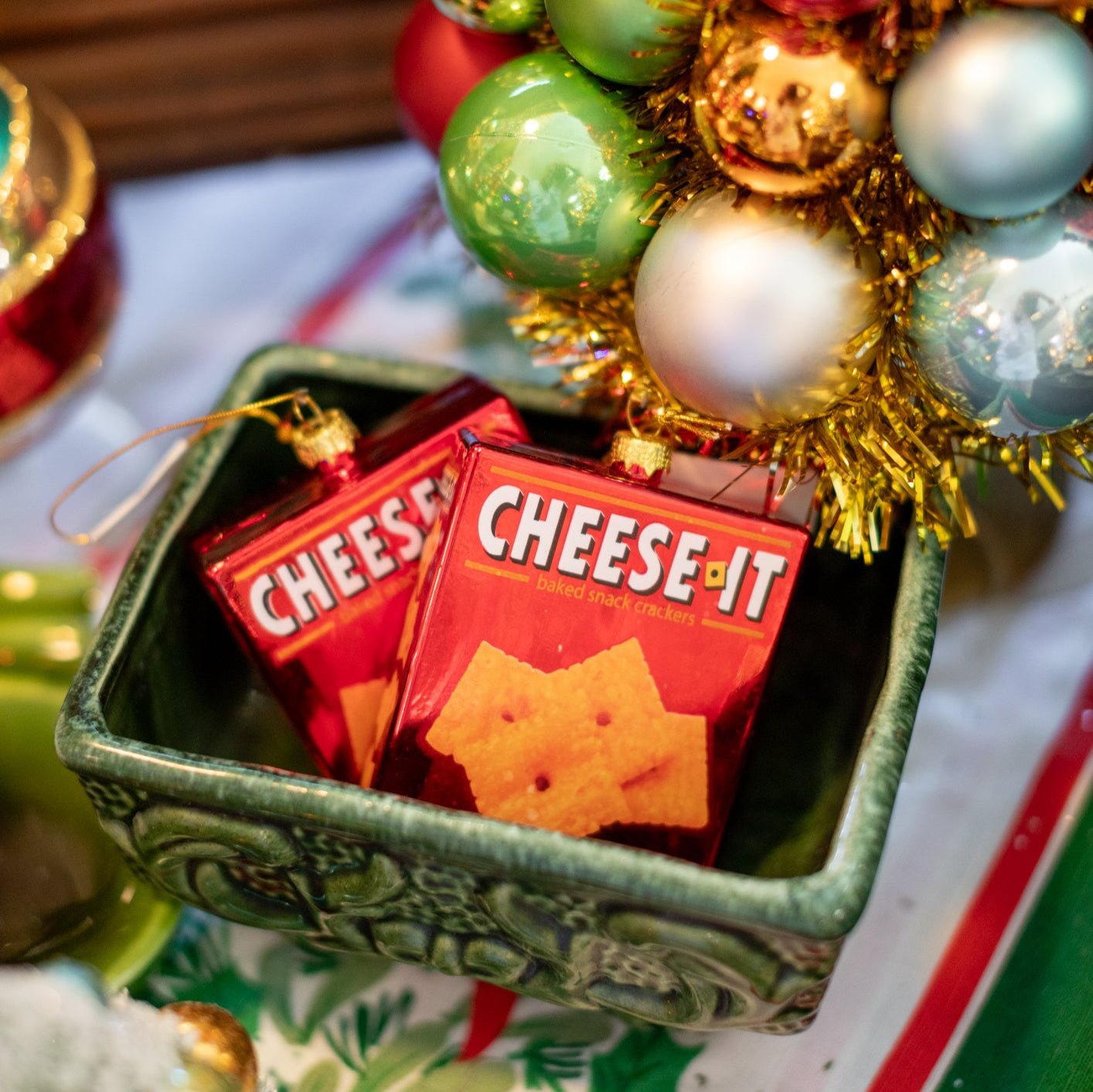 Box of Cheese It Glass Ornament