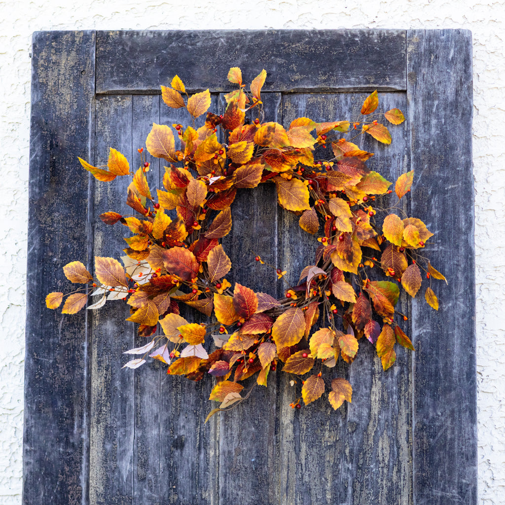 Fall Leaf and Mini Berry Wreath 24"D