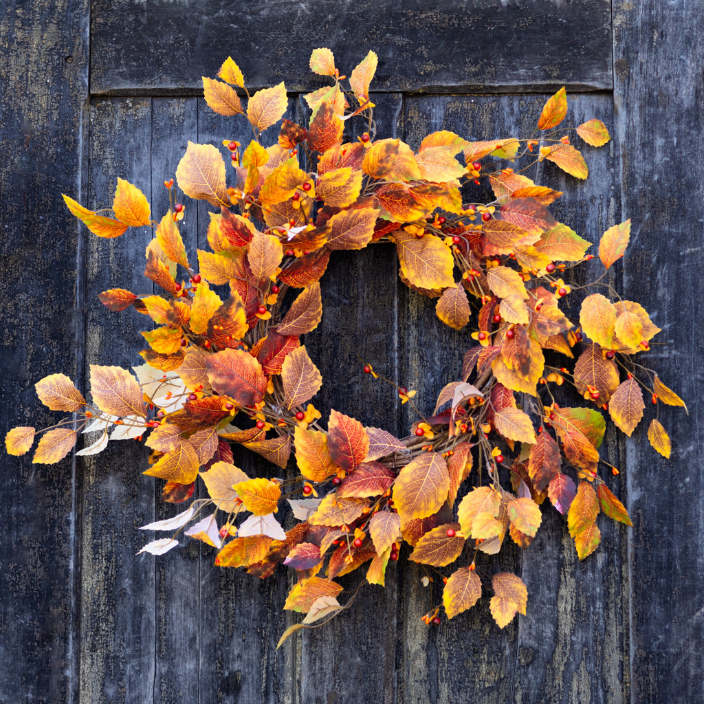 Fall Leaf and Mini Berry Wreath 24"D