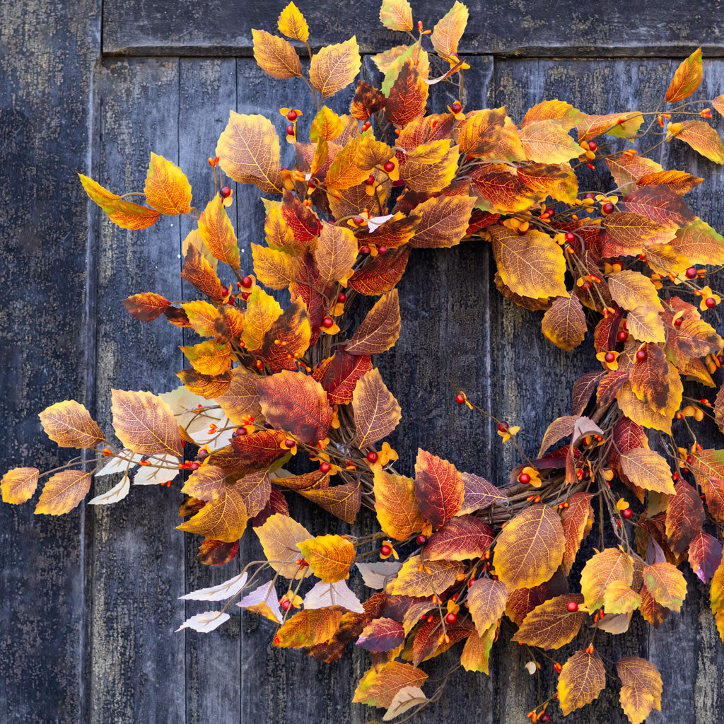Fall Leaf and Mini Berry Wreath 24"D