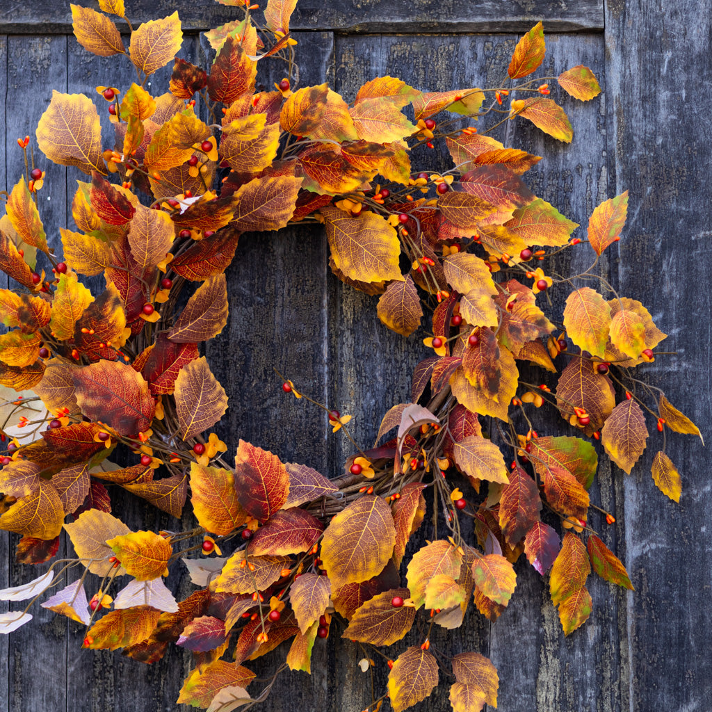 Fall Leaf and Mini Berry Wreath 24"D