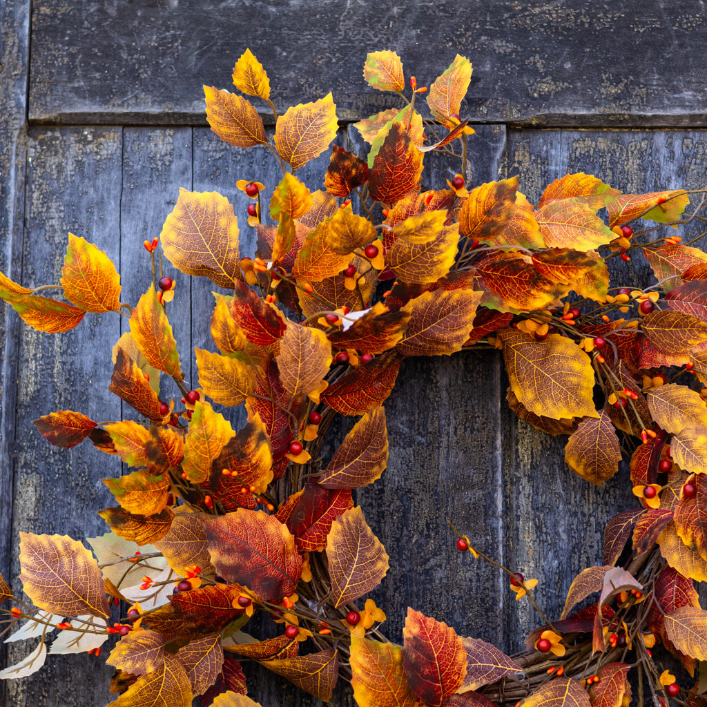 Fall Leaf and Mini Berry Wreath 24"D