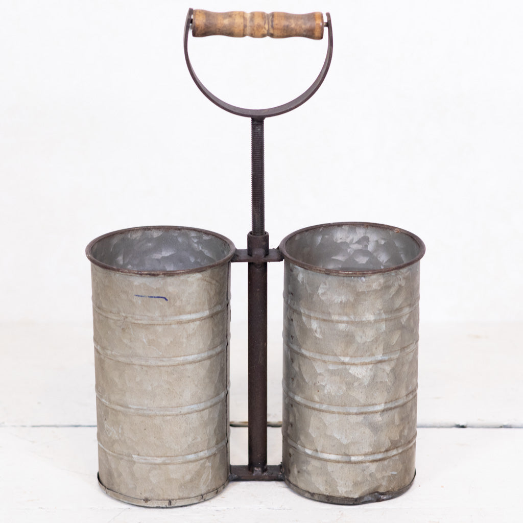 Ragon Metal Galvanized Double Wine Bottle Carrier