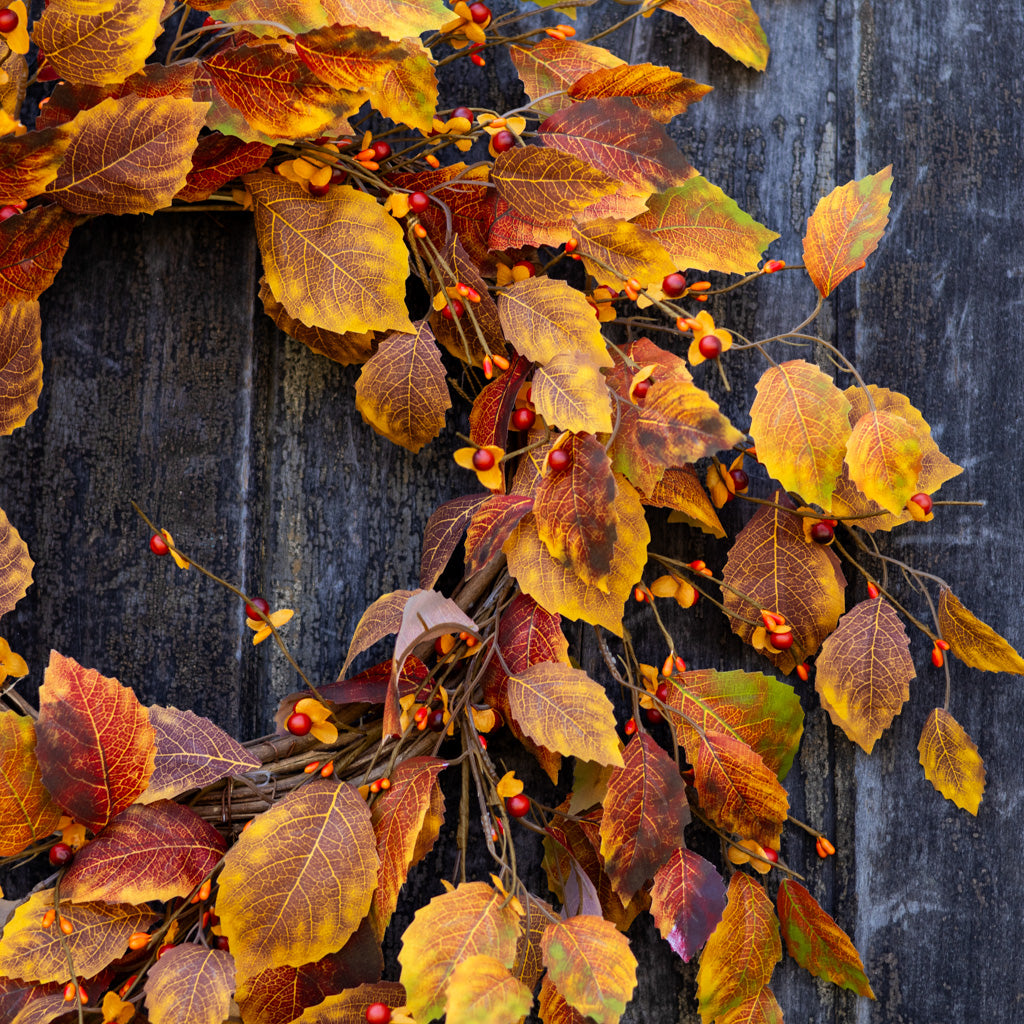 Fall Leaf and Mini Berry Wreath 24"D