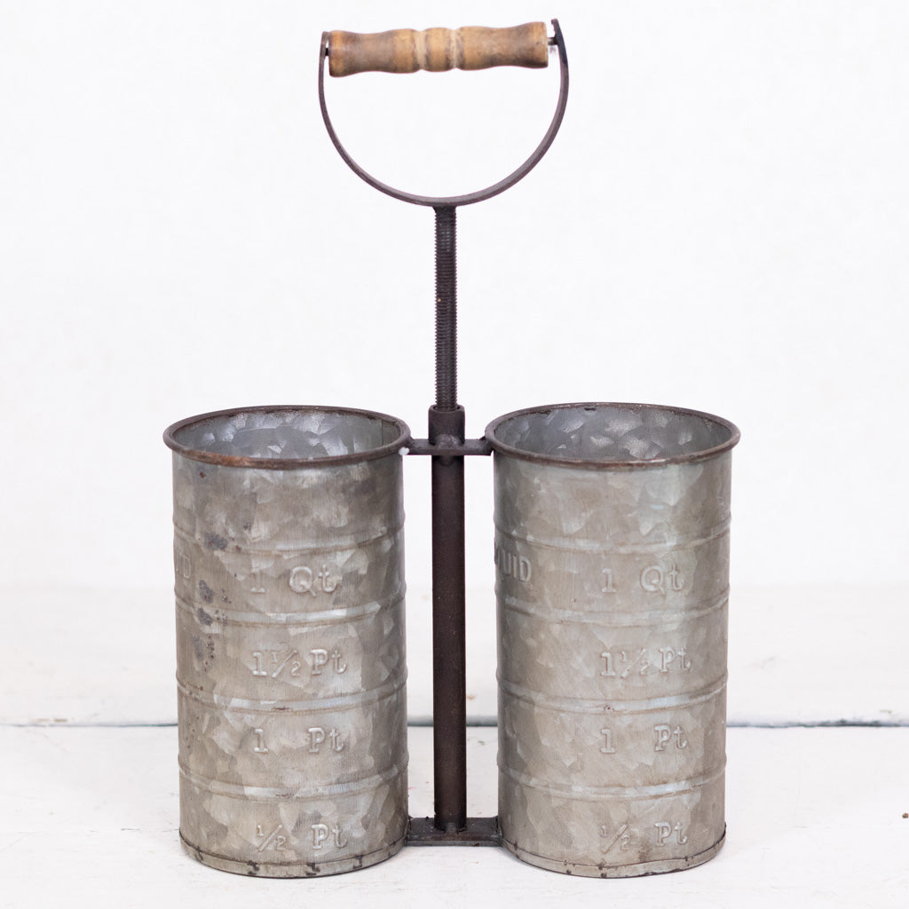 Ragon Metal Galvanized Double Wine Bottle Carrier