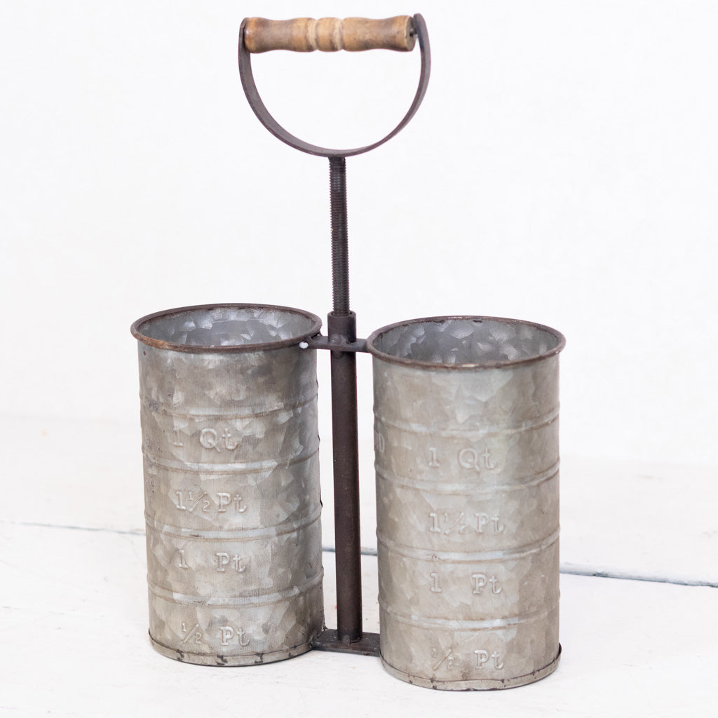 Ragon Metal Galvanized Double Wine Bottle Carrier