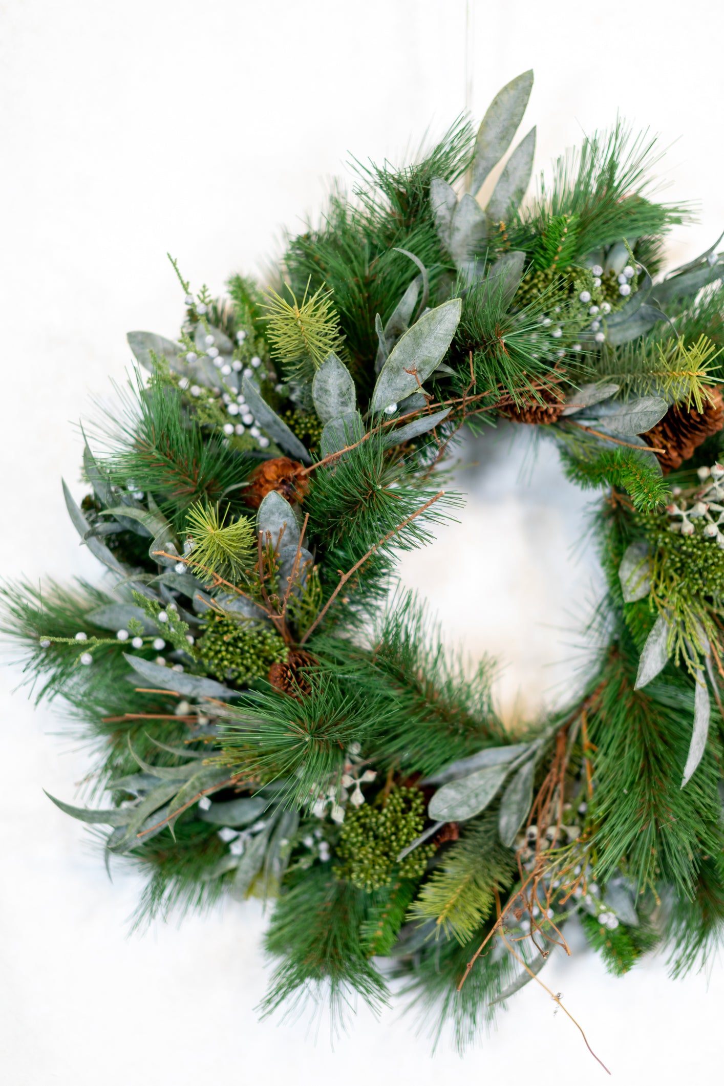 24"D Wreath Seeded Eucalyptus and Pine