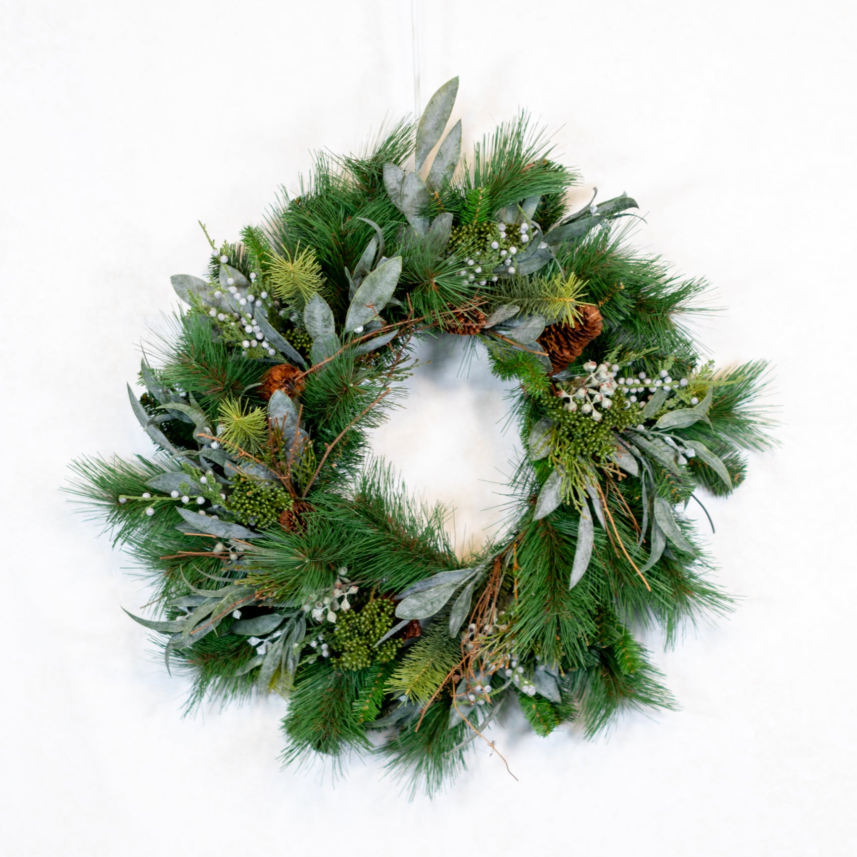 24"D Wreath Seeded Eucalyptus and Pine