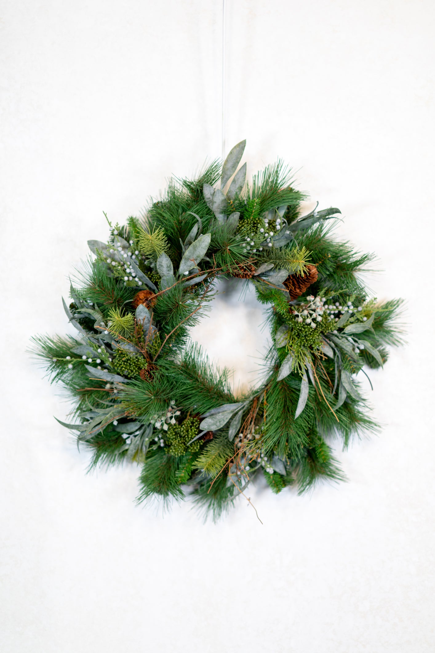 24"D Wreath Seeded Eucalyptus and Pine