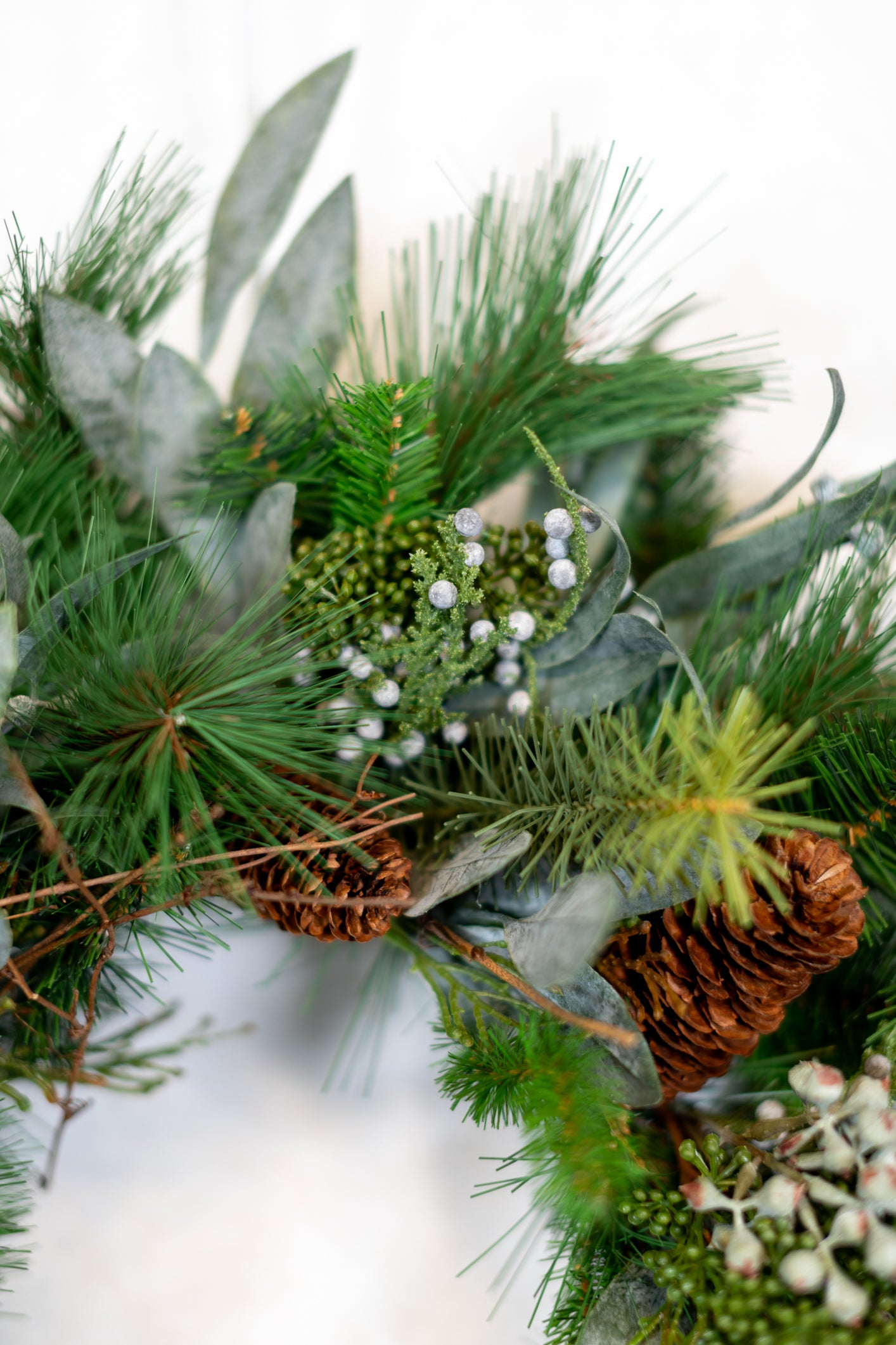 24"D Wreath Seeded Eucalyptus and Pine