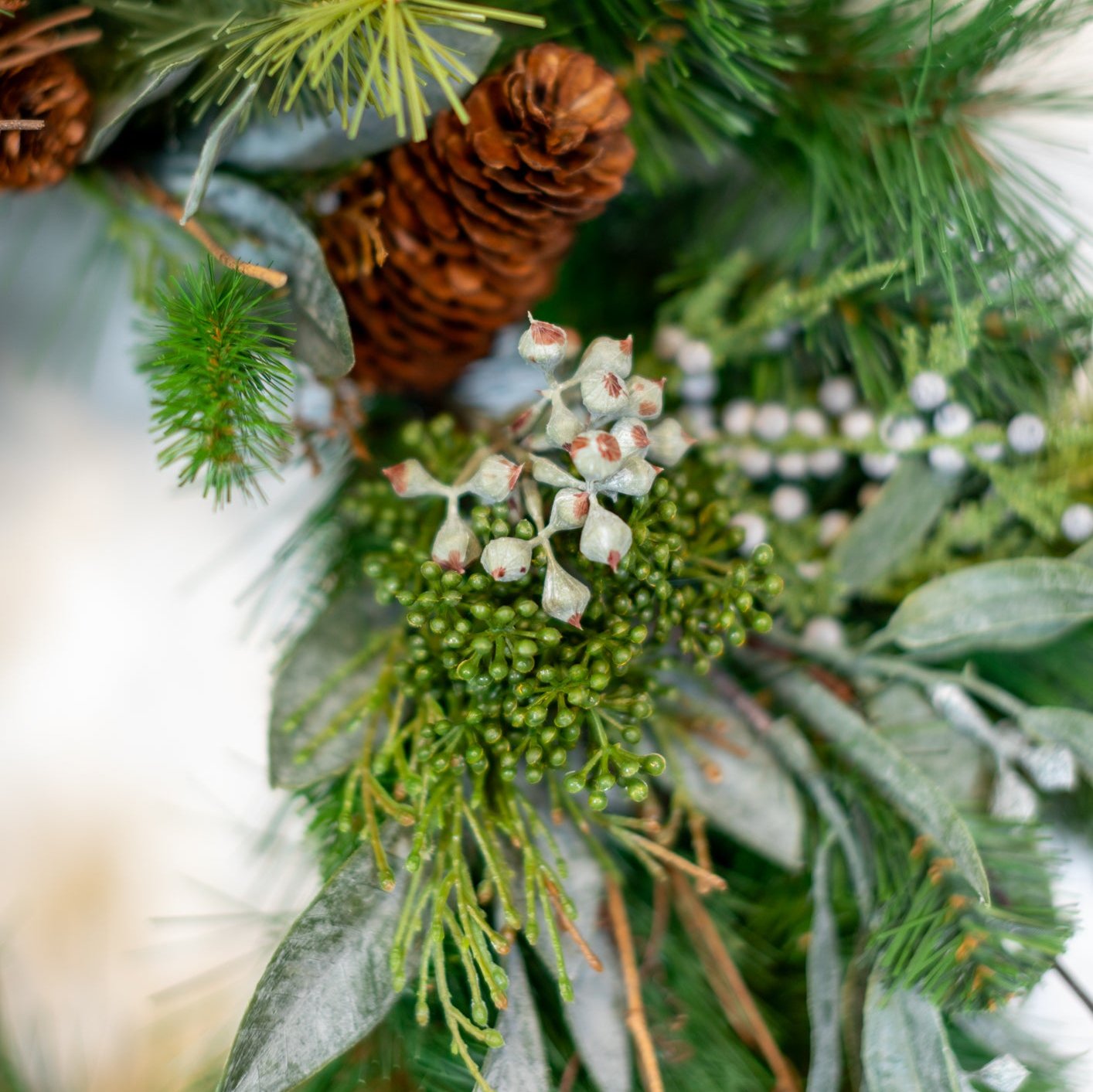 24"D Wreath Seeded Eucalyptus and Pine