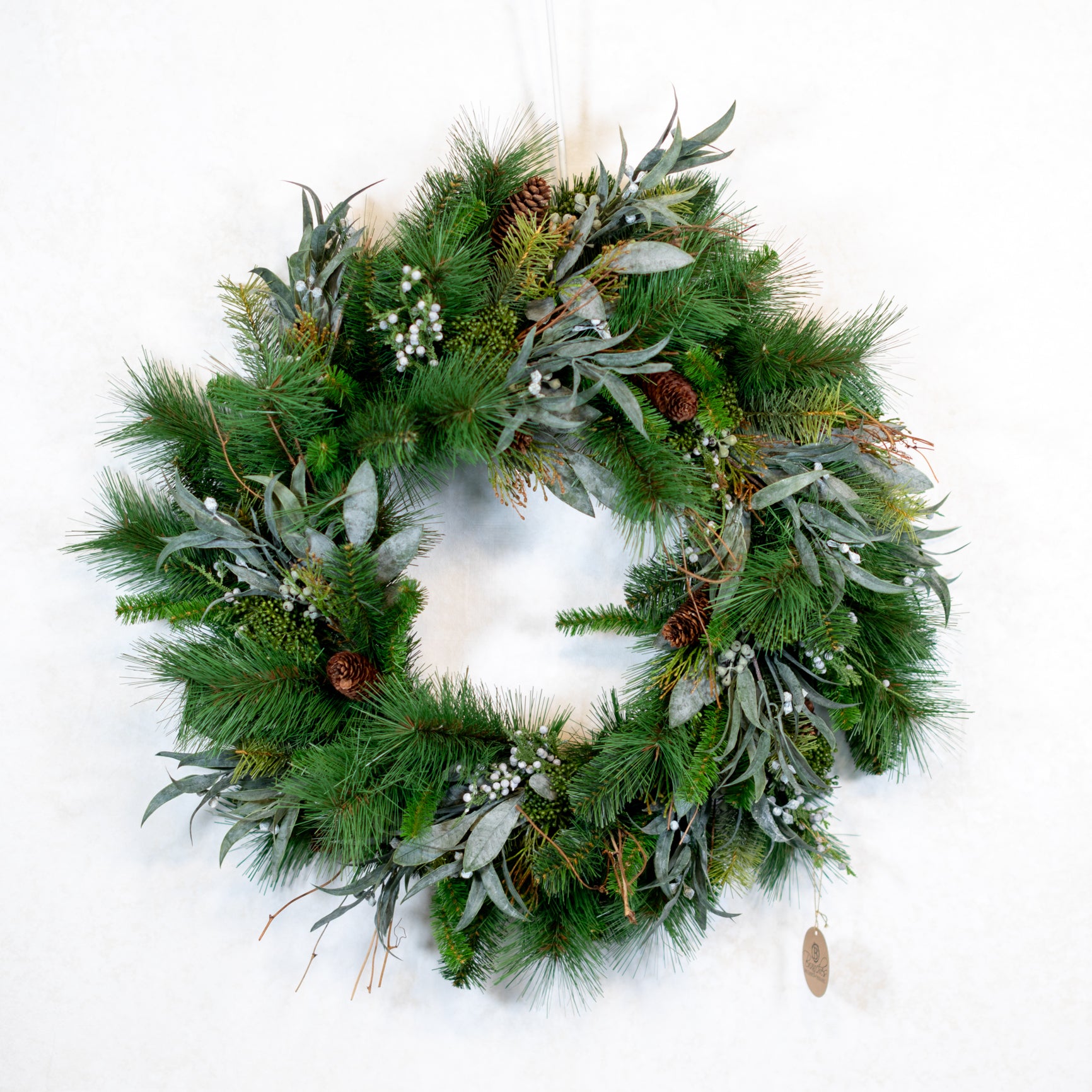 30"D Wreath Seeded Eucalyptus and Pine