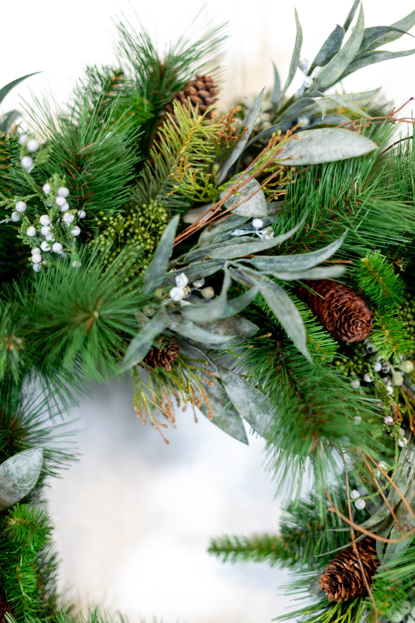 30"D Wreath Seeded Eucalyptus and Pine