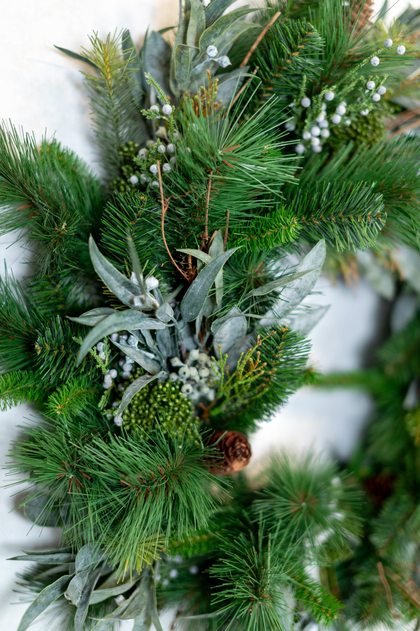 30"D Wreath Seeded Eucalyptus and Pine