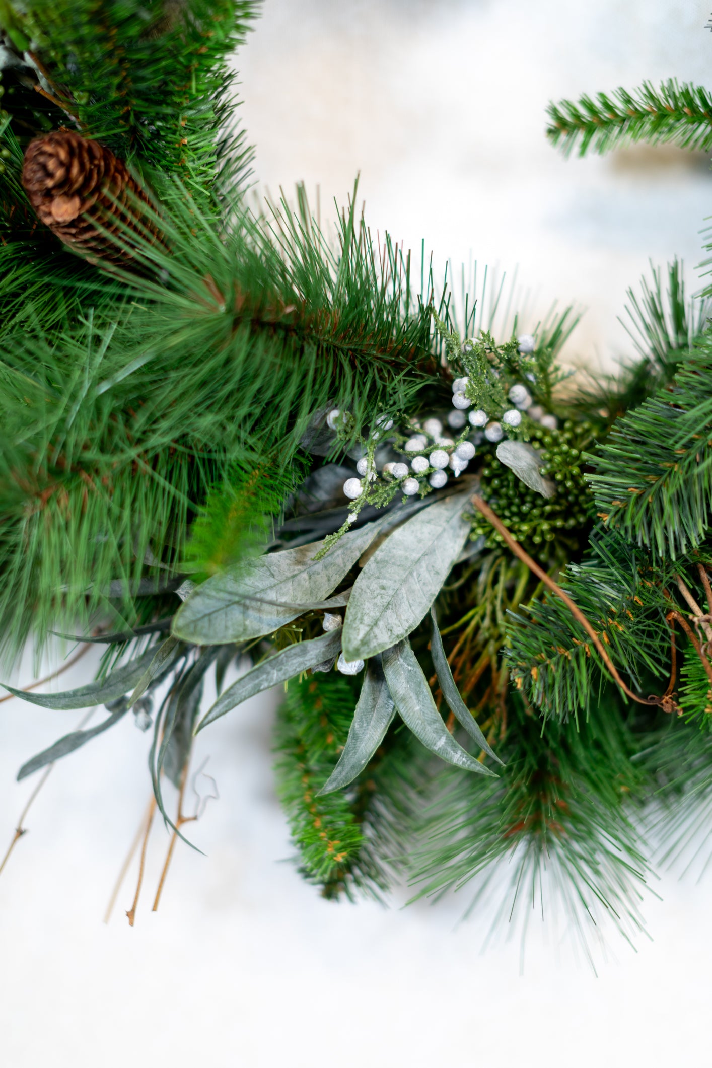 30"D Wreath Seeded Eucalyptus and Pine