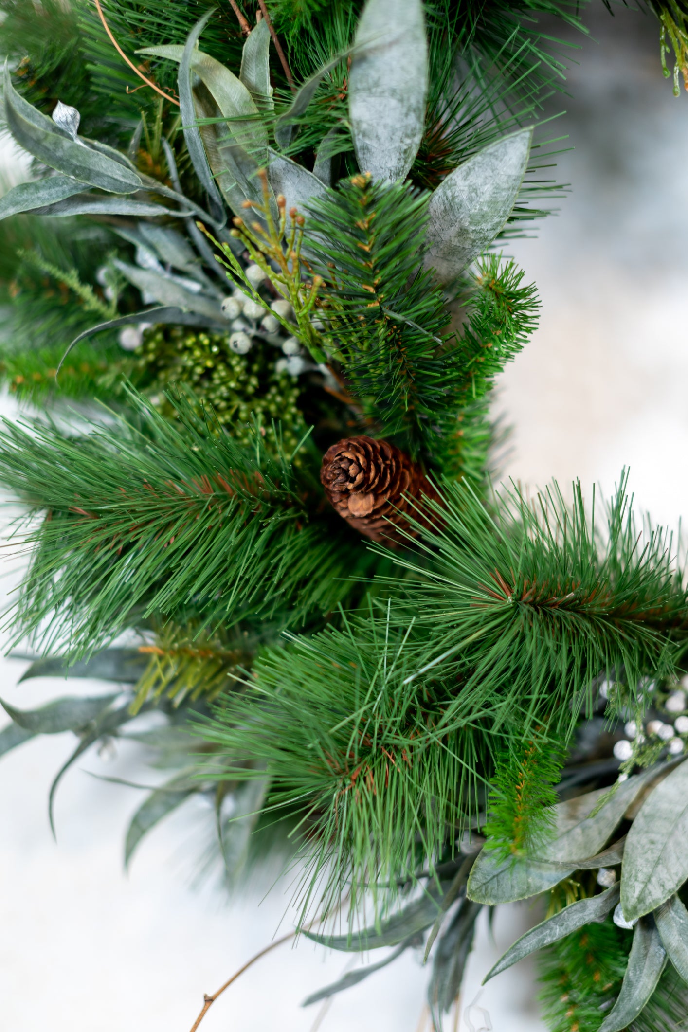 30"D Wreath Seeded Eucalyptus and Pine