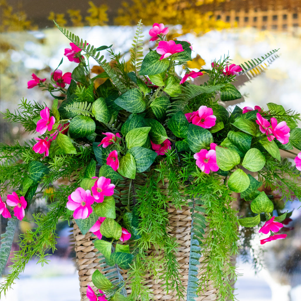Pink Impatiens Wall Basket