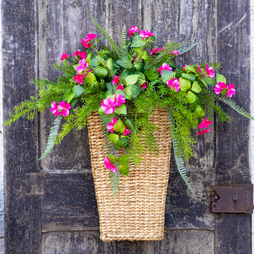 Pink Impatiens Wall Basket