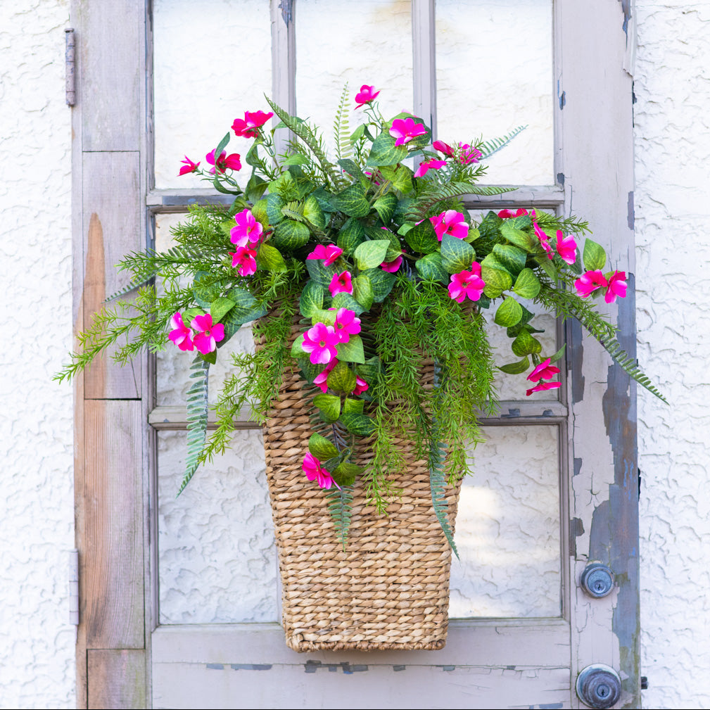 Pink Impatiens Wall Basket