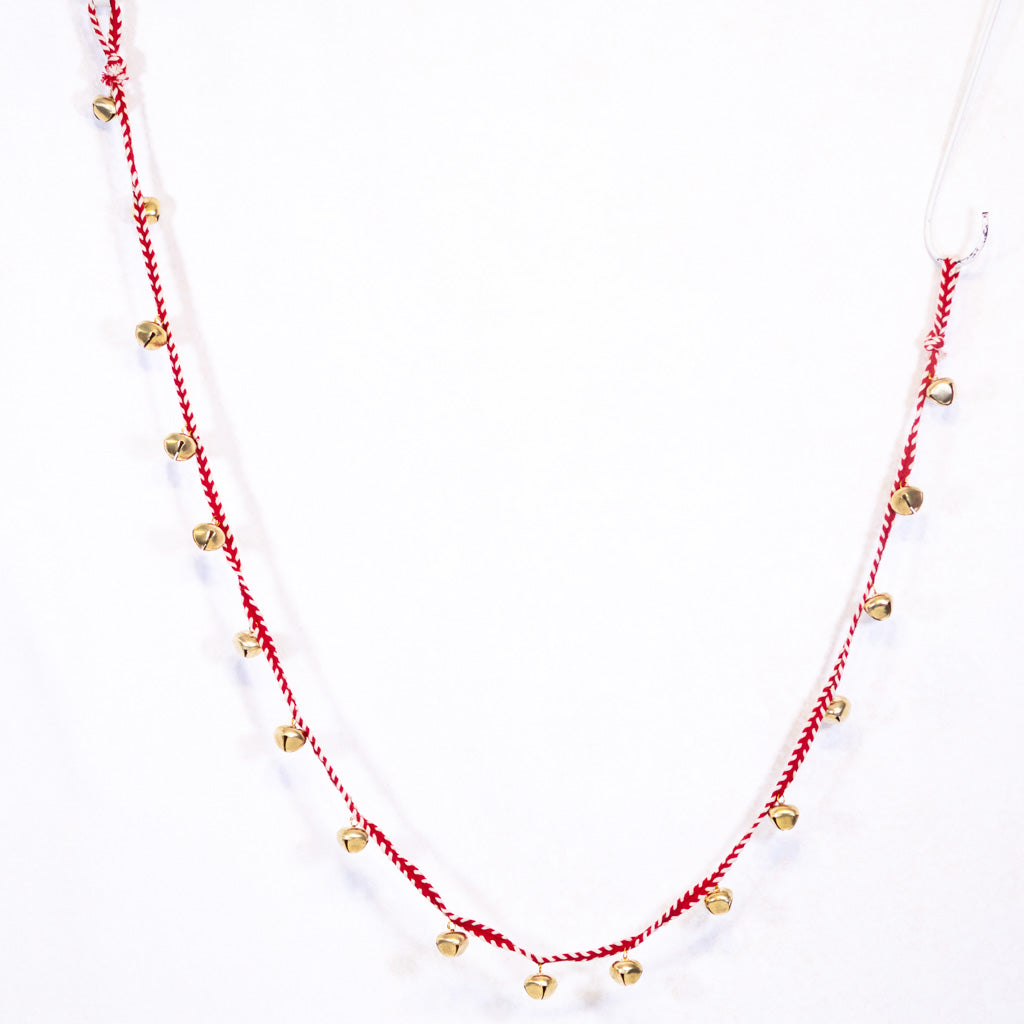 Gold Bell Garland on Red and White Rope