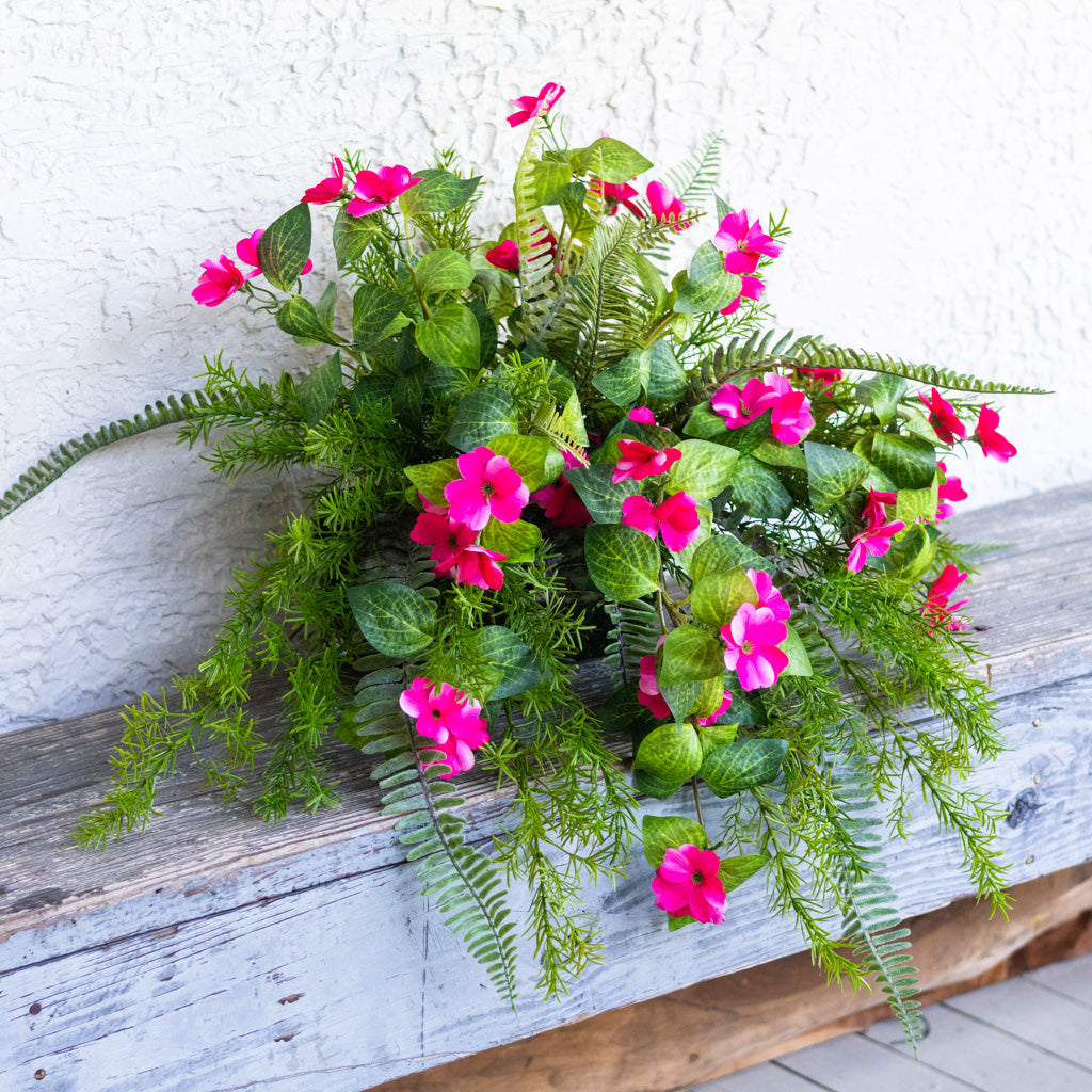 Pink Impatiens Wall Basket