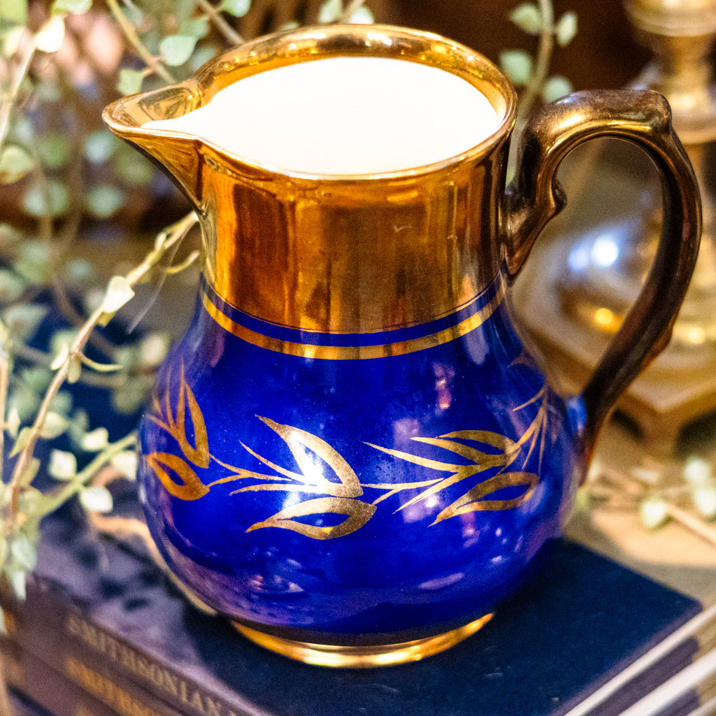 Vintage Wade Heath & Co Blue Copper Luster Pitcher