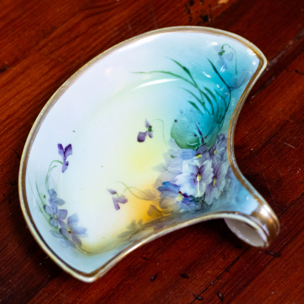 Vintage Hand Painted Cresent Tray