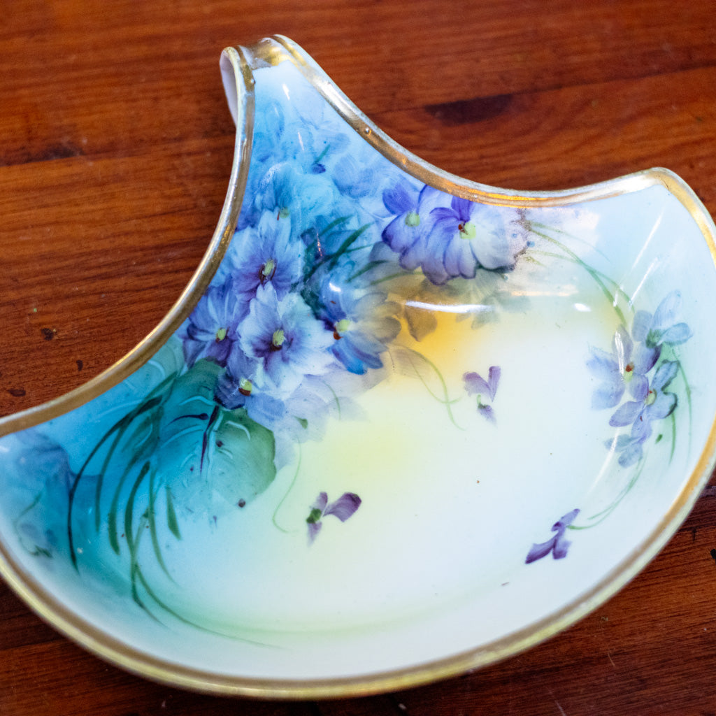 Vintage Hand Painted Cresent Tray