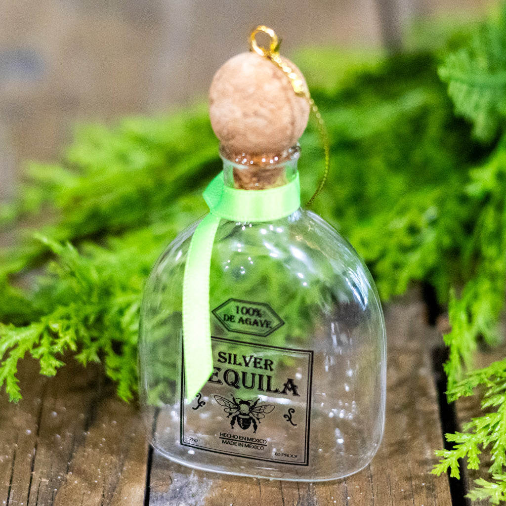 Tequila Bottle Glass Ornament