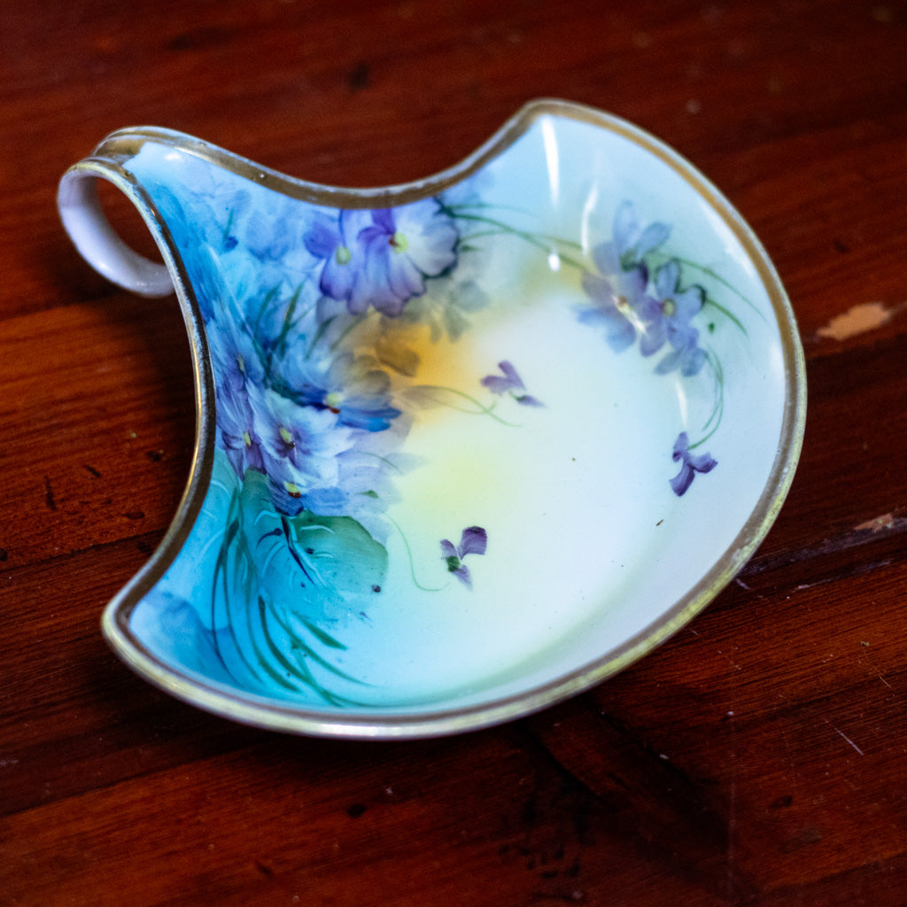 Vintage Hand Painted Cresent Tray